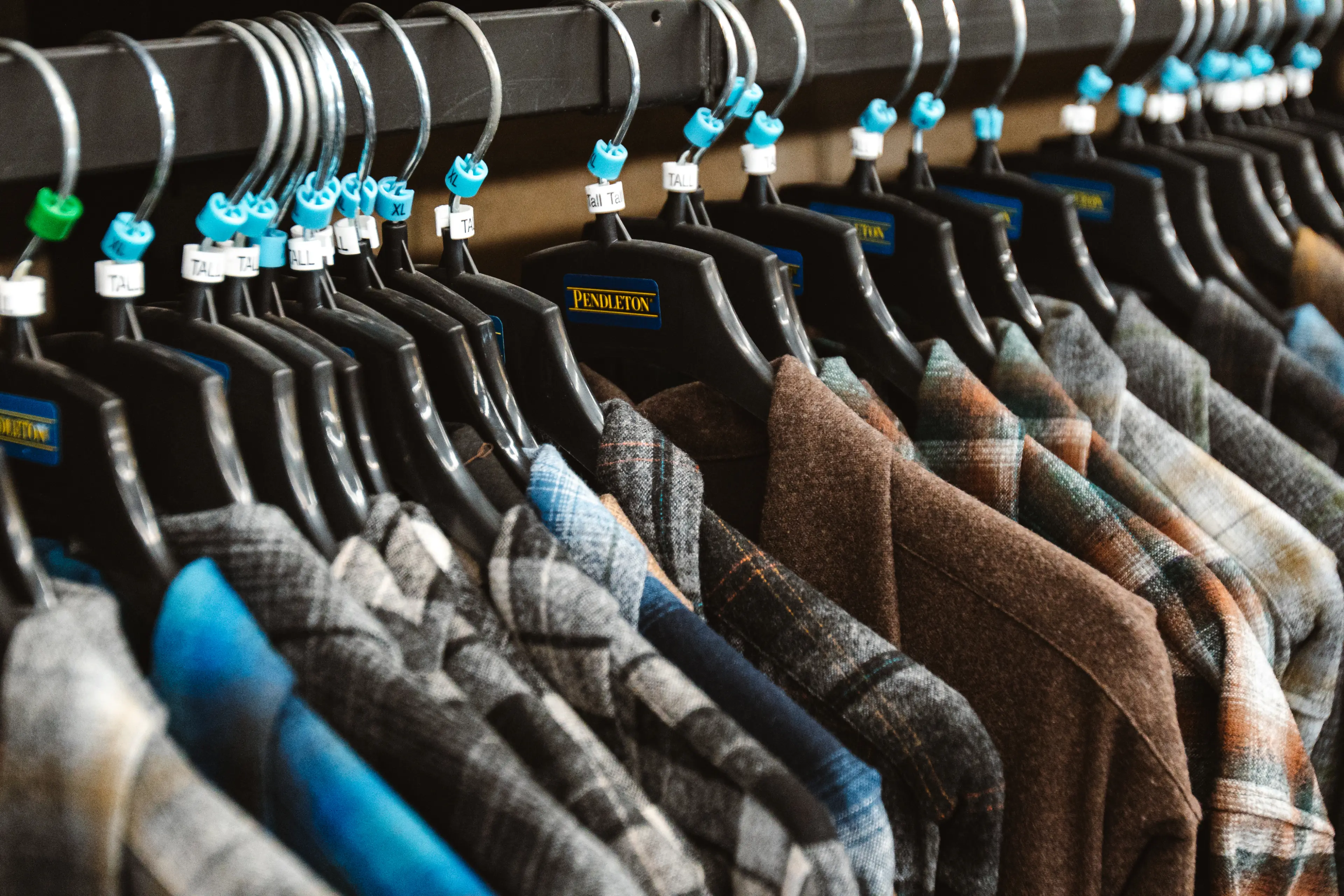 rack of Pendleton shirts